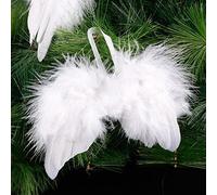 Wilitto Lot de 10 pendentifs ailes de Noël à suspendre en plumes pour sapin de Noël, accessoires pour fête, mariage, festival, 8 cm