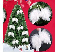 Wilitto Lot de 10 pendentifs ailes de Noël à suspendre en plumes pour sapin de Noël, accessoires pour fête, mariage, festival, 12 cm