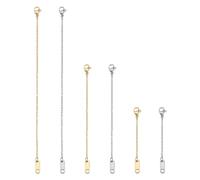 Wilitto Lot de 6 chaînes d'extension de collier multi-tailles pour bracelet, pince homard étendue, bricolage, bijoux, artisanat, accessoire léger en acier inoxydable, Acier inoxydable, Pierre