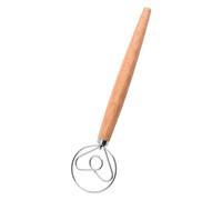 Wilitto Mélangeur à Main de pâte, Fouet à œufs en Acier Inoxydable, mélangeur de pâte à Farine avec Manche en Bois, bâtonnet pour Faire de la pâtisserie, des gâteaux, du Pain, des Outils de cuisin