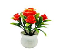 Wilitto Plantes artificielles en pot - 5 têtes de fleurs - Décoration de table - Pour la maison, le bureau, le centre de table, les mariages - Bonsaï floral d'intérieur - Orange