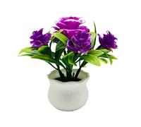 Wilitto Plantes artificielles en pot - 5 têtes de fleurs - Décoration de table - Pour la maison, le bureau, le centre de table, les mariages, les fleurs - Bonsaï d'intérieur - Violet