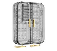 Wilitto Présentoir à bagues, boîte de Rangement Murale Transparente avec Crochets Multi-Formes pour Boucles d'oreilles, bagues, Colliers, Organisateur à la Mode Gris