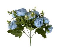 Wilitto Roses artificielles réalistes sans entretien avec tige colorée pour mariage, maison, bureau, centre de table, bouquet floral artificiel bleu clair