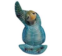 Wilitto Sculpture de tortue de jardin - Figurine de tortue de bureau - Figurine de yoga et de méditation assise - Figurine de tortue de mer en résine - Sculpture d'animal - Ornement bleu foncé