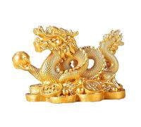 Wilitto Statue de Dragon Feng Shui 2024 en Or, Figurines de Dragon Chinois, Sculpture de Dragon du Nouvel an, Attire la Richesse, la prospérité et la Bonne Chance pour Le Bureau et la Maison Doré S