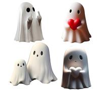 Wilitto Statuette fantôme doigt d'honneur - Figurine d'Halloween effrayante - Décoration de table - Décoration amusante d'Halloween - Fantômes blancs - Décoration d'intérieur - Cadeaux d'Halloween - 1