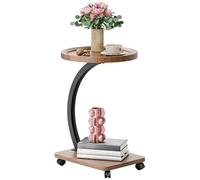 Wilitto Table basse à 2 niveaux, table d'appoint en forme de C pour canapé, table en C pivotante à 360 degrés, plateau inclinable, plateau TV roulant, table d'appoint pour salon, chambre à coucher