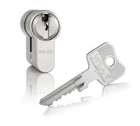 WILKA Cylindre de serrure profilé double cylindre 30/40 avec fonction d'urgence et de danger, serrure de sécurité, serrure, argent, bureau