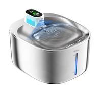 WILKIEE Fontaine a Eau Chat INOX, 4,1L sans Fil 4000mAh avec Mouvement | Distributeur Eau a Pile Silencieuse, Multifiltration (Blanc + 1 jeu de filtre,sans Adaptateur)