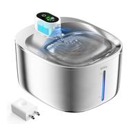 WILKIEE Fontaine a Eau Chat INOX, 4,1L sans Fil 4000mAh avec Mouvement | Distributeur Eau a Pile Silencieuse, Multifiltration (noir + 1 jeu de filtre)