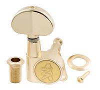 Wilkinson E-Z-LOK 19:1 Ratio Mécanique Guitare Scellée Individuelle Côté Basse Tuner avec Bouton Demi Lune pour Guitare Acoustique électrique, Doré