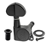 Wilkinson E-Z-LOK 19:1 Ratio Mécanique Guitare Scellée Individuelle Côté Basse Tuner avec Bouton Demi Lune pour Guitare Acoustique électrique, Noir