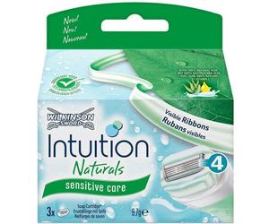 Wilkinson Épée Intuition Naturals Sensitive Care 4 Lames Visibles Rubans 3 Pack Rasoirs