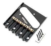 Wilkinson M Series 54mm Vintage Telecaster Chevalet 6 Barrel Pontets Laiton pour Guitare Electrique Style Tele, Noir