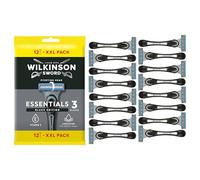 Wilkinson Sword - Essential 3 Black - Rasoir jetable - Rasoir à 3 lames pour homme - Tête pivotante - Bande Lubrifiante avec Aloe - Lot de 12