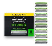 Wilkinson Sword Hydro 3, rasoir pour homme, double lubrification, lames revêtement carbone, pack de recharges de lames, 8 recharges