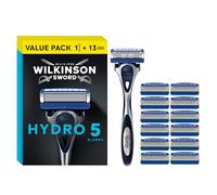 Wilkinson Sword Hydro 5 - Rasoir pour Homme - idéal pour les trousses de toilette des hommes - parfait pour le rasage quotidien - 1 manche de rasoir réutilisable + 13 lames de rechanges