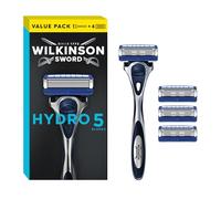 WILKINSON SWORD - Hydro 5 Rasoir pour Homme | Lames Revêtement Carbone | Gel hydratant & lame de précision | 1 manche de rasoir + 4 recharges de lames