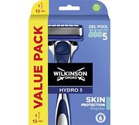 WILKINSON SWORD - Hydro 5 Skin Protection Homme | Gel hydratant et rasoir de précision|1 poignée + 13 lames de recharge