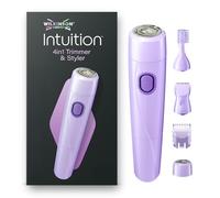 Wilkinson Sword Intuition 4in1 Trimmer & Styler, tondeuse visage et corps pour femme, rasoir électrique multizone avec 4 accessoires, trousse, brosse de nettoyage et 1 pile AA
