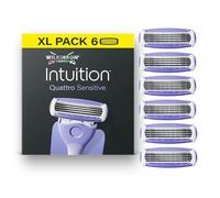 Wilkinson Sword Intuition Quattro Sensitive, lames de rasoir pour femme, pack XL, 6 recharges de lames
