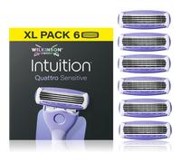 Wilkinson Sword Intuition Quattro Sensitive, lames de rasoir pour femme, pack XL, 6 recharges de lames