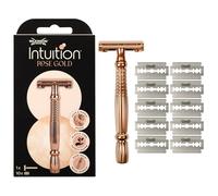Rasoir pour femmes Wilkinson Sword Intuition Rose Gold, rasoirs pour la routine de soin, pack contenant 1 manche de rasoir réutilisable et 10 lames de rechange