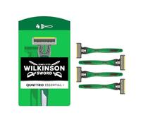 Wilkinson Sword Quattro Essential 4 Sensitive rasoirs jetables, lot de 3 | 4 lames revêtement diamant, rasoir peau sensible, jusqu'à 15 rasages, manche antidérapant, visage ou corps