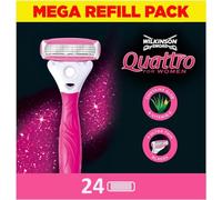 WILKINSON SWORD Quattro For Women | Smooth Glide | Lot de 24 recharges de lames de rasoir