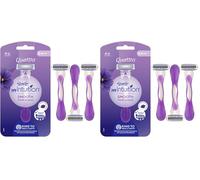 Wilkinson Sword Quattro My Intuition Smooth Violet Blooms Lot de 6 rasoirs jetables pour femme avec 4 lames hydratantes pour peaux sensibles
