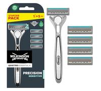 Wilkinson Sword Quattro Titanium Sensitive pour homme - Pack de 1 rasoir + 5 recharges de lames