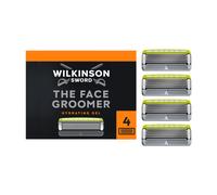 Wilkinson Sword The Face Groomer recharges de lames pour homme, lot de 4 | Rasoir et tondeuse à barbe 2-en-1 pour homme, pour définir les contours, raser et tailler, 4 longueurs réglables, 4 recharges