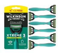 Wilkinson Sword Xtreme 3 Sensitive Lot de 4 rasoirs jetables avec 3 lames souples et bande lubrifiante à l'aloe vera et à la vitamine E