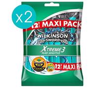 Wilkinson - Xtreme 3 Pure Sensitive - Rasoirs jetables masculins - LOT DE 24 RASOIRS