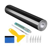 Wilktop 6D Autocollant Carbone Film, Haute Brillance 6D Autocollant Voiture Fibre Vinyle Adhésif Autocollants pour Véhicule Décoration (Noir 30 x 300 cm)