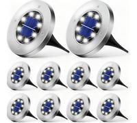 Wilktop Solaire Extérieur,Lampes Solaires pour Lampe Solaire de Jardin Lampadaire avec 8LEDs Lampadaire LED Extérieur IP65 dans la Lampe Extérieure solaire（Blanc Froid） 10er