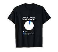 Will I Play Games Today Funny Pie Chart Gamer Humour Design T-Shirt