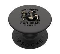 Will Joust for Beer - Motif Chevalier médiéval Amusant PopSockets PopGrip Adhésif