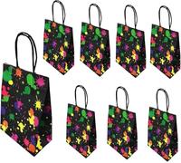 Will LIke 8er-Pack Neon-Party-Geschenktüten, im Dunkeln leuchtende Party-Accessoires, Süßigkeitentüten, Partytüten mit Henkeln, kleine Papiertüten für Geburtstagsdekorationen (2Farbe)