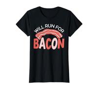 Will Run for Bacon Meat Lover Ketogenic Diet Foodie T-Shirt Graphique avec Valeur