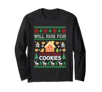 Will Run for Christmas Cookies Workout Running Xmas Runners Manche Longue