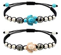 WILLBOND 2 Pièces Cadeau de Bracelet Assorti à Distance de Promettre l'Amitié à la Main pour Meilleur Ami Couple Amant Filles, Bracelets de Cordon Réglable avec 1 Carte de Souhaits, One Size, Métal