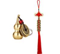 WILLBOND 2 Pièces Feng Shui Chinoises Porte-Clés de Gourde d'Amulette de Santé WU Lou en Laiton Breloques de Nœud Chinois Porte-Bonheur avec Corde Rouge 2024 pour Fortune Richesse Santé Succès
