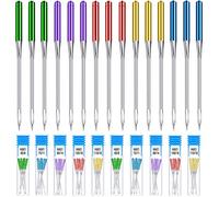 WILLBOND 30 aiguilles universelles à pointe standard pour machine à coudre Singer, Brother et anciennes machines à coudre (9, 11, 14, 16, 18, couleurs vives)