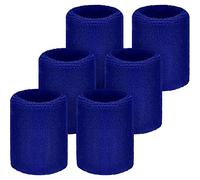 WILLBOND 6 Lot de 6 Bandeaux Anti-Transpiration de Poignet Bracelets de Tennis Bandeaux Absorbants pour Football Basket-Ball Course Sports Athlétiques et Entraînement(Bleu)