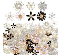 WILLBOND 80 Pièces Boutons en Strass Boutons d'Embellissement Boutons de Faux Perles Boutons en Strass de Fleurs à Dos Plat pour Fabrication de Bijoux Décoration de Maison De Fête de Mariage