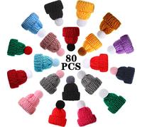WILLBOND 80 Pièces Mini Bonnet Tricoté de Noël Mini Chapeaux Tricotés Chapeau de Poupée Tricotés pour Ornements d'arbre de Noël DIY Artisanat Art Bouteille de Vin Décoration, 20 Styles