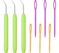 WILLBOND Crochet de Métier à Tricoter Crochet d'Aiguille avec Poignées en Caoutchouc et Aiguilles à Coudre en Plastique à Grands Yeux pour Tricot Tricoté Artisanat Tricoteur (9 Pièces)