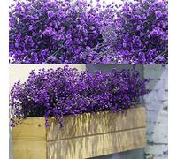 WILLBOND Lot de 12 Fleurs artificielles d'extérieur résistantes aux UV en Plastique pour Maison, Jardin, Porche, Pots de Fleurs à Suspendre, décoration de Printemps et d'été (Violet)